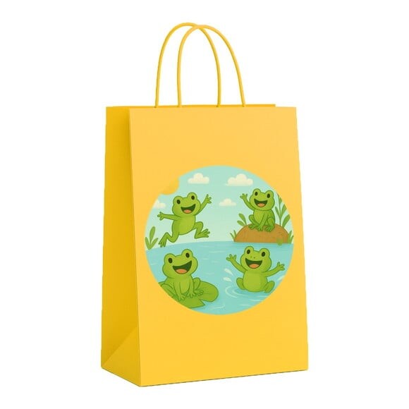 Sacola de Papel Personalizada Infantil Sapos Divertidos