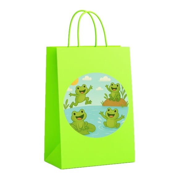 Sacola de Papel Personalizada Infantil Sapos Divertidos