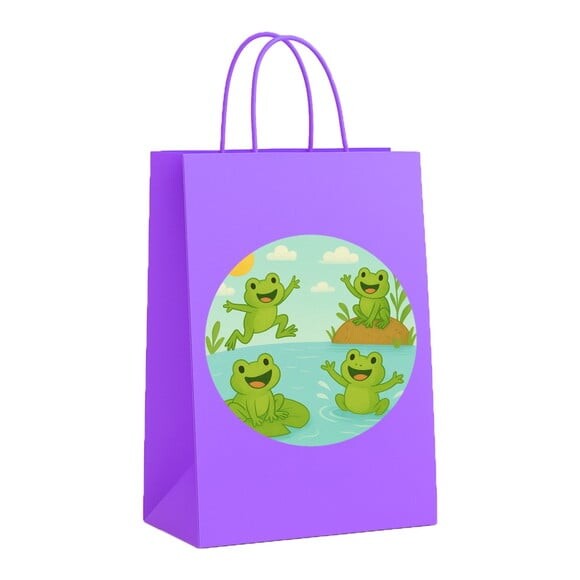 Sacola de Papel Personalizada Infantil Sapos Divertidos