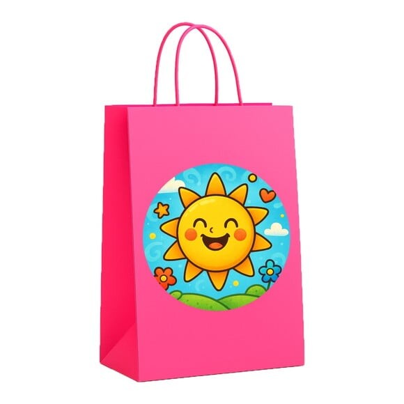 Sacola de Papel Personalizada Infantil Sol Sorridente