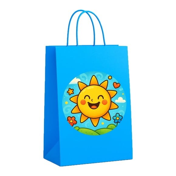 Sacola de Papel Personalizada Infantil Sol Sorridente
