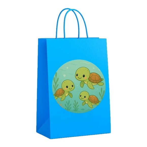 Sacola de Papel Personalizada Infantil Tartaruguinhas