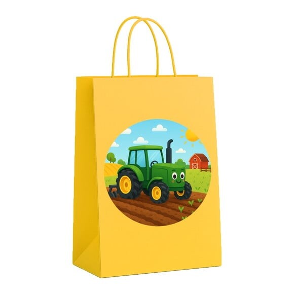 Sacola de Papel Personalizada Infantil Trator