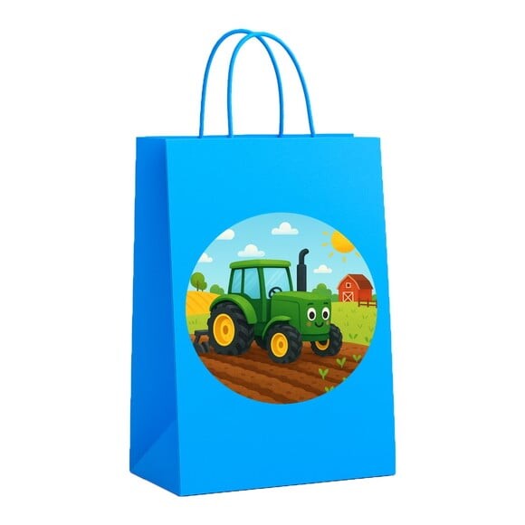 Sacola de Papel Personalizada Infantil Trator