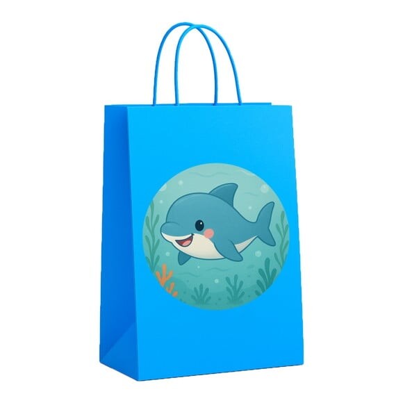 Sacola de Papel Personalizada Infantil Tubarãozinho Fofo