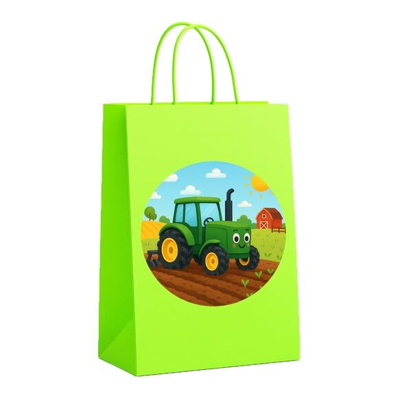 Sacola de Papel Personalizada Infantil Trator