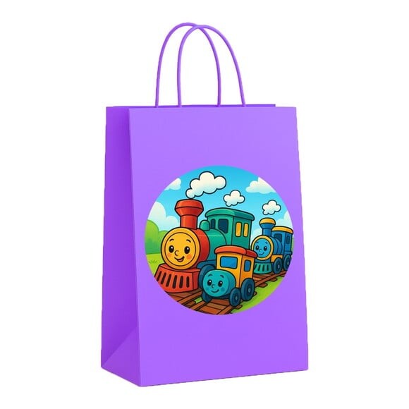 Sacola de Papel Personalizada Infantil Trens Antigos
