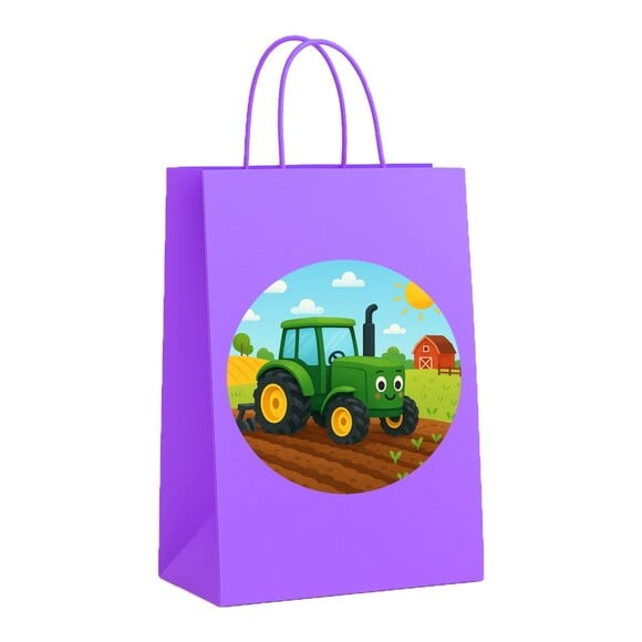 Sacola de Papel Personalizada Infantil Trator