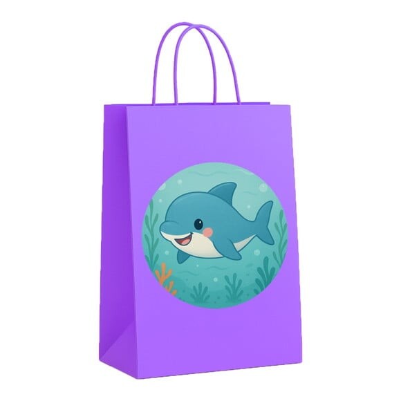 Sacola de Papel Personalizada Infantil Tubarãozinho Fofo