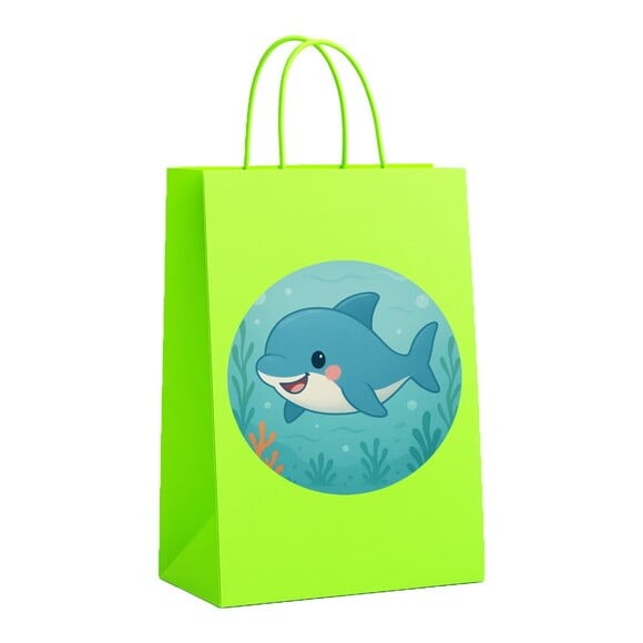 Sacola de Papel Personalizada Infantil Tubarãozinho Fofo