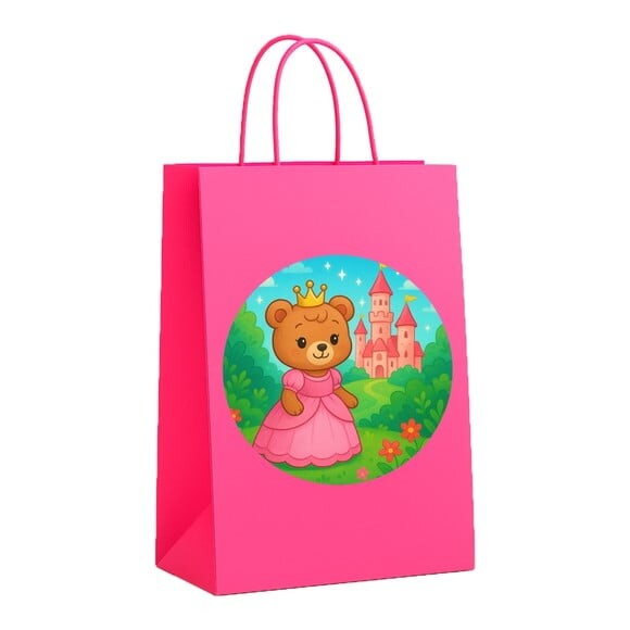 Sacola de Papel Personalizada Infantil Ursinha Princesa