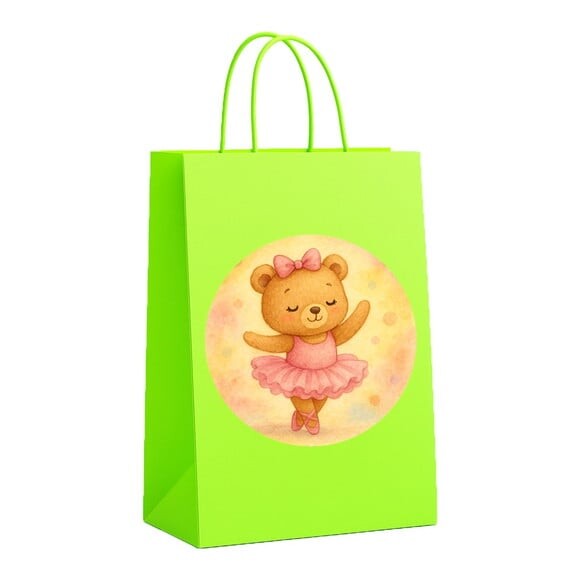 Sacola de Papel Personalizada Infantil Ursinha Bailarina