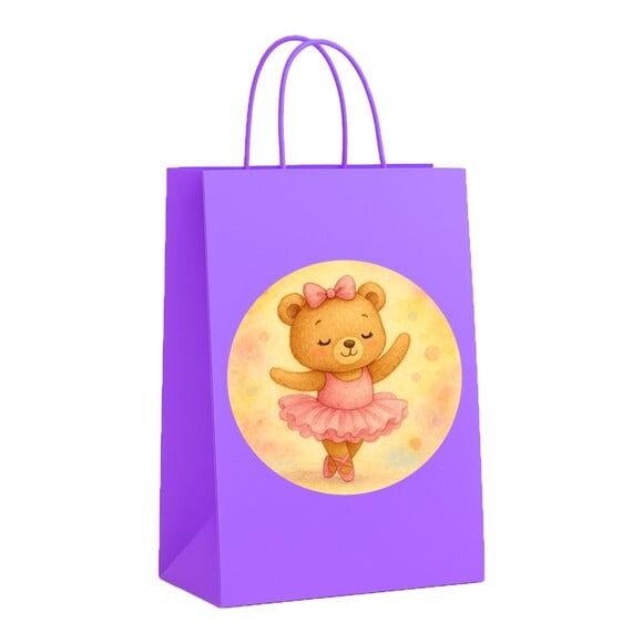 Sacola de Papel Personalizada Infantil Ursinha Bailarina