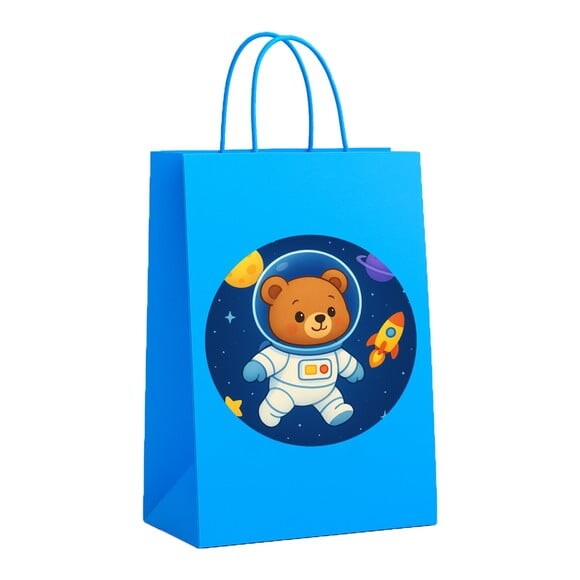 Sacola de Papel Personalizada Infantil Ursinho Astronauta