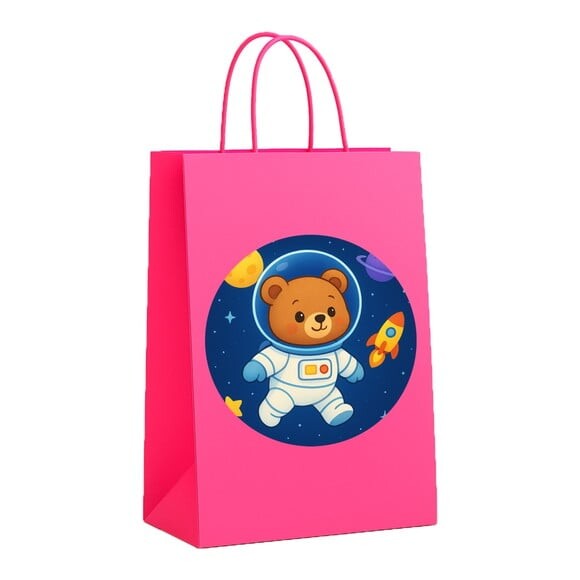 Sacola de Papel Personalizada Infantil Ursinho Astronauta