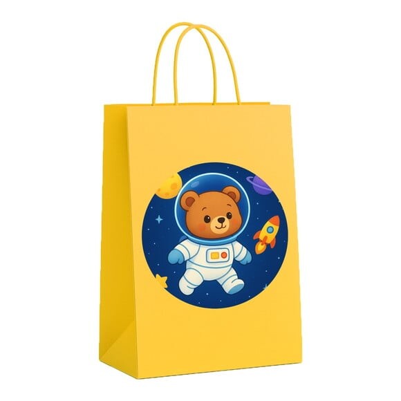 Sacola de Papel Personalizada Infantil Ursinho Astronauta