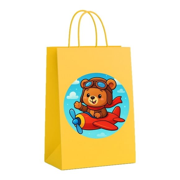 Sacola de Papel Personalizada Infantil Ursinho Aviador