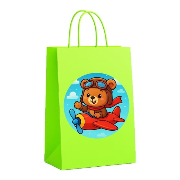 Sacola de Papel Personalizada Infantil Ursinho Aviador