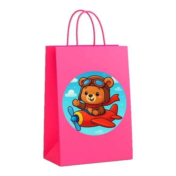 Sacola de Papel Personalizada Infantil Ursinho Aviador