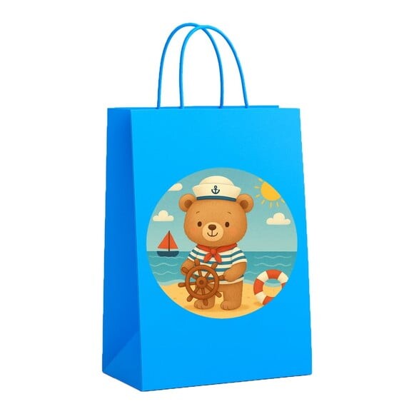 Sacola de Papel Personalizada Infantil Ursinho Marinheiro