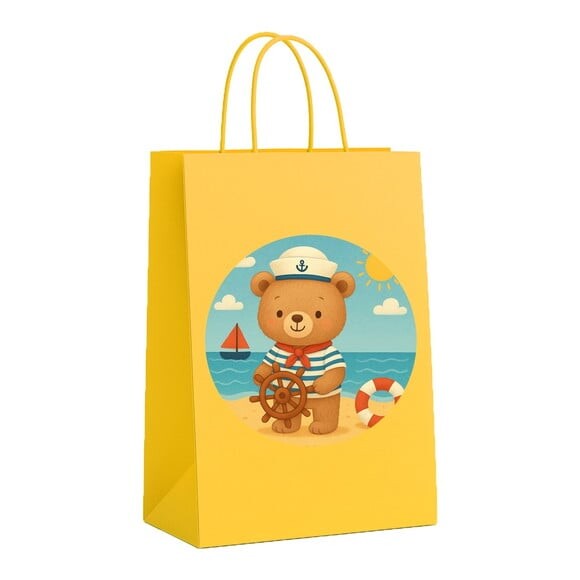 Sacola de Papel Personalizada Infantil Ursinho Marinheiro