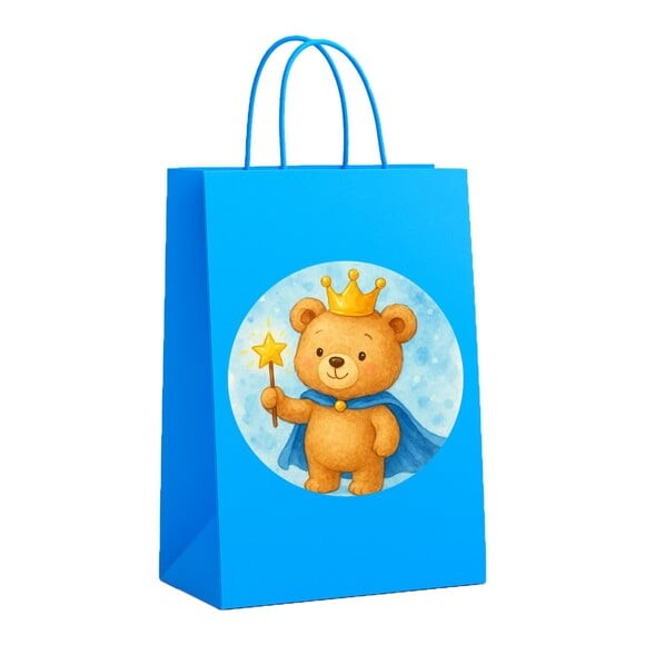 Sacola de Papel Personalizada Infantil Ursinho Príncipe