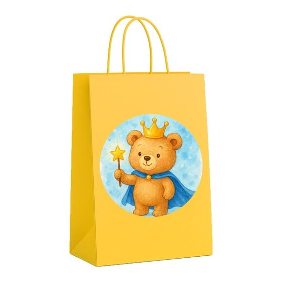 Sacola de Papel Personalizada Infantil Ursinho Príncipe