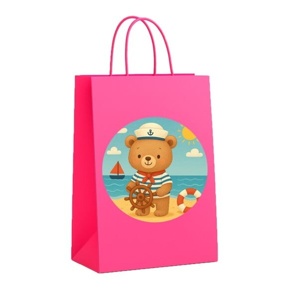 Sacola de Papel Personalizada Infantil Ursinho Marinheiro
