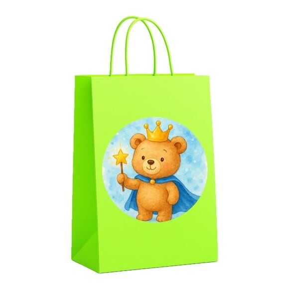 Sacola de Papel Personalizada Infantil Ursinho Príncipe