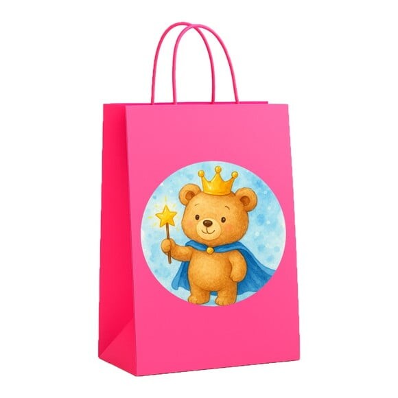 Sacola de Papel Personalizada Infantil Ursinho Príncipe