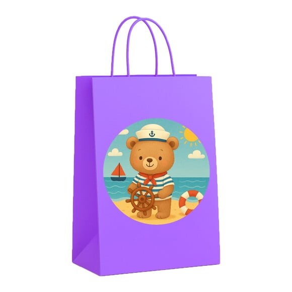 Sacola de Papel Personalizada Infantil Ursinho Marinheiro