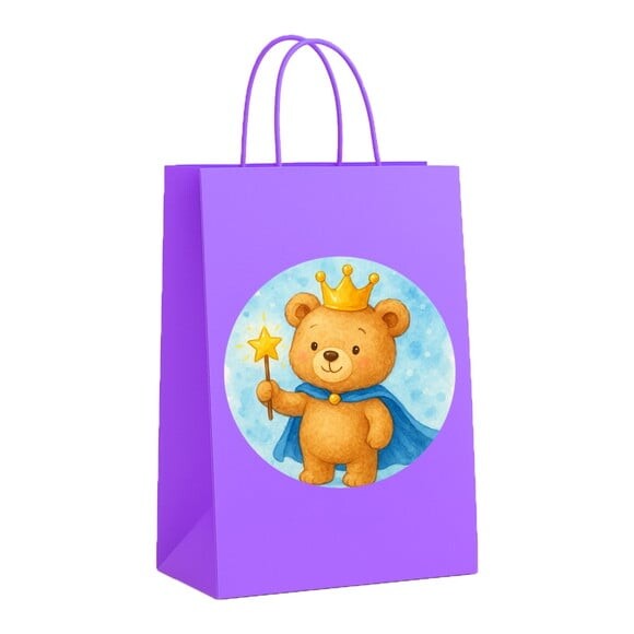 Sacola de Papel Personalizada Infantil Ursinho Príncipe