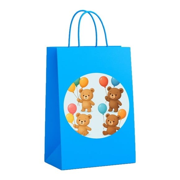 Sacola de Papel Personalizada Infantil Ursinhos com Balões
