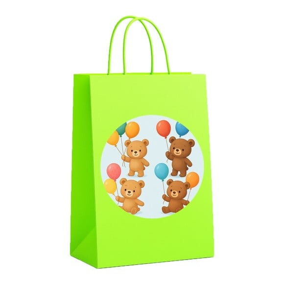 Sacola de Papel Personalizada Infantil Ursinhos com Balões
