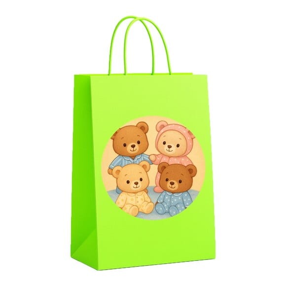 Sacola de Papel Personalizada Infantil Ursinhos de Pijama