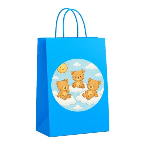 Sacola de Papel Personalizada Infantil Ursinhos na Nuvem