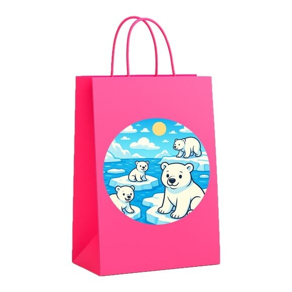 Sacola de Papel Personalizada Infantil Ursos Polares