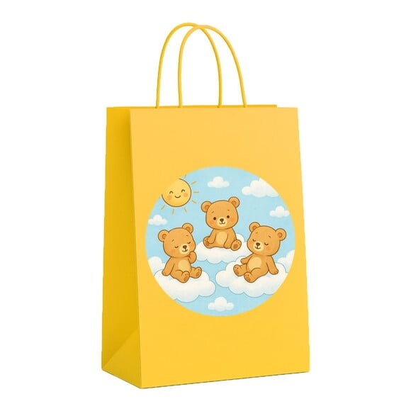 Sacola de Papel Personalizada Infantil Ursinhos na Nuvem