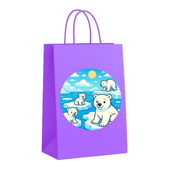 Sacola de Papel Personalizada Infantil Ursos Polares