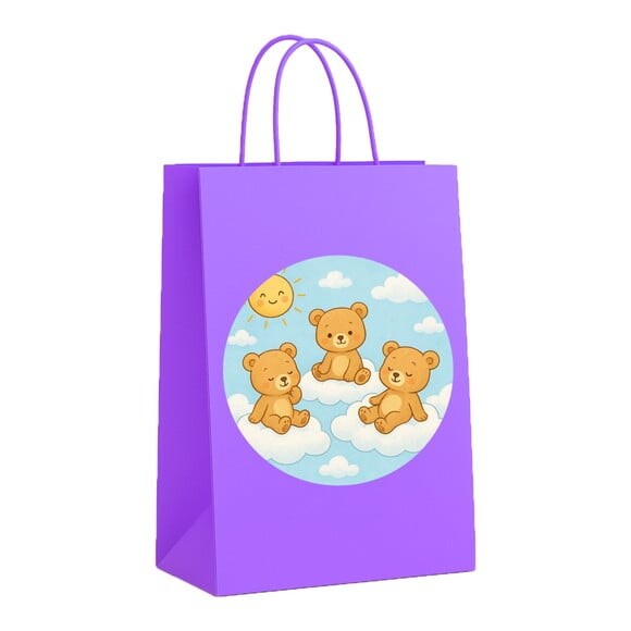 Sacola de Papel Personalizada Infantil Ursinhos na Nuvem