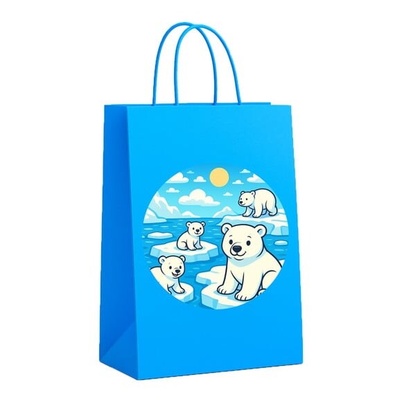 Sacola de Papel Personalizada Infantil Ursos Polares