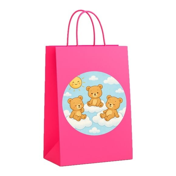Sacola de Papel Personalizada Infantil Ursinhos na Nuvem