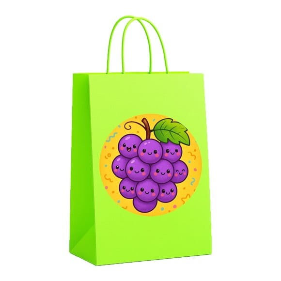 Sacola de Papel Personalizada Infantil Uvinhas Fofas