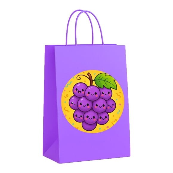 Sacola de Papel Personalizada Infantil Uvinhas Fofas