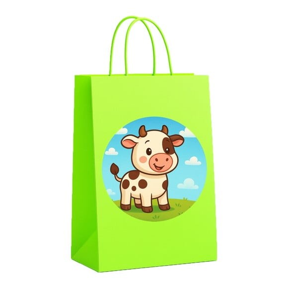 Sacola de Papel Personalizada Infantil Vaquinha