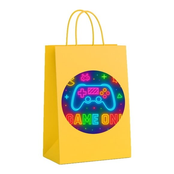 Sacola de Papel Personalizada Infantil Video Game Neon