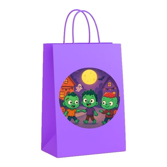 Sacola de Papel Personalizada Infantil Zumbis Fofinhos