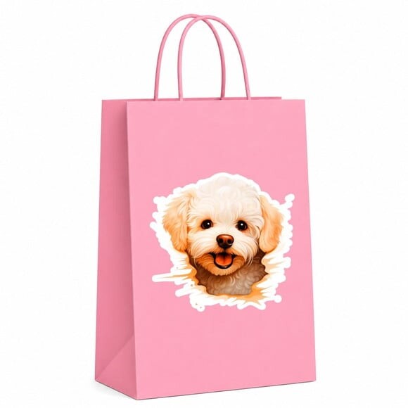 Sacola Papel Festa Raça Cachorro Bichon Frisé
