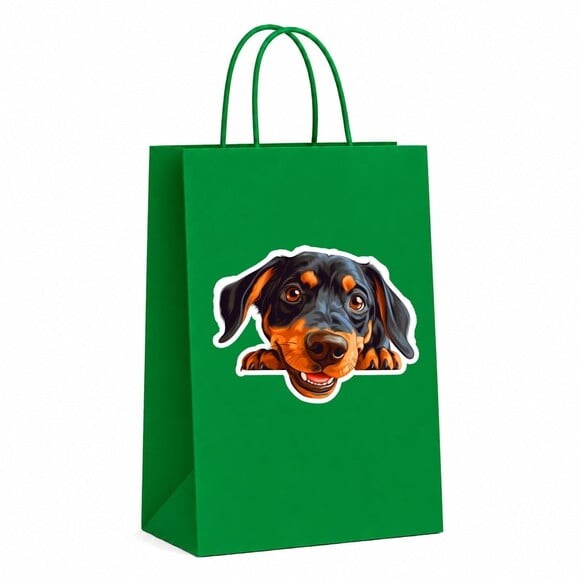 Sacola Papel Festa Raça Cachorro Cão Austríaco Preto Canela