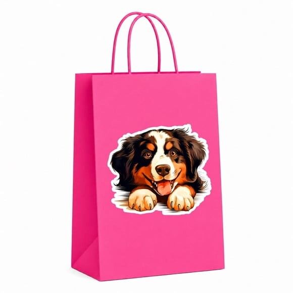 Sacola Papel Festa Raça Cachorro Cão da Montanha Bernês